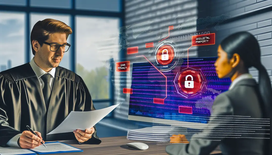 A legal professional examining comprehensive IT law documentation.